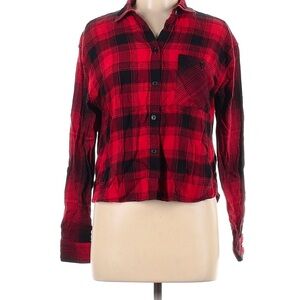 Red Plaid Button-Up Shirt